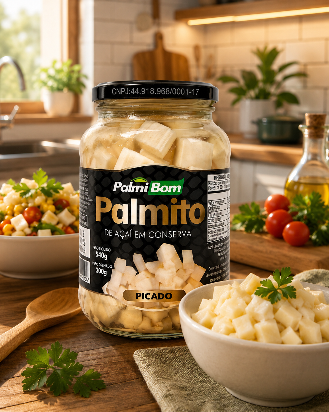 Kit 3 Palmito Açaí Picado 540g - 300g Drenado - Imagem 5