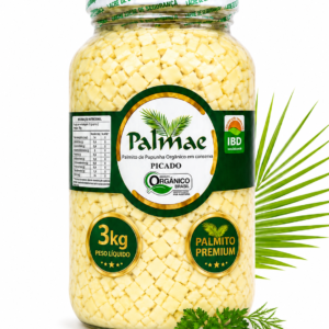 Palmito Pupunha Orgânico Picado 3kg - 1,8kg Drenado