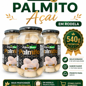 Kit 3 Palmito Açaí Rodela 540g - 300g Drenado (Cada)