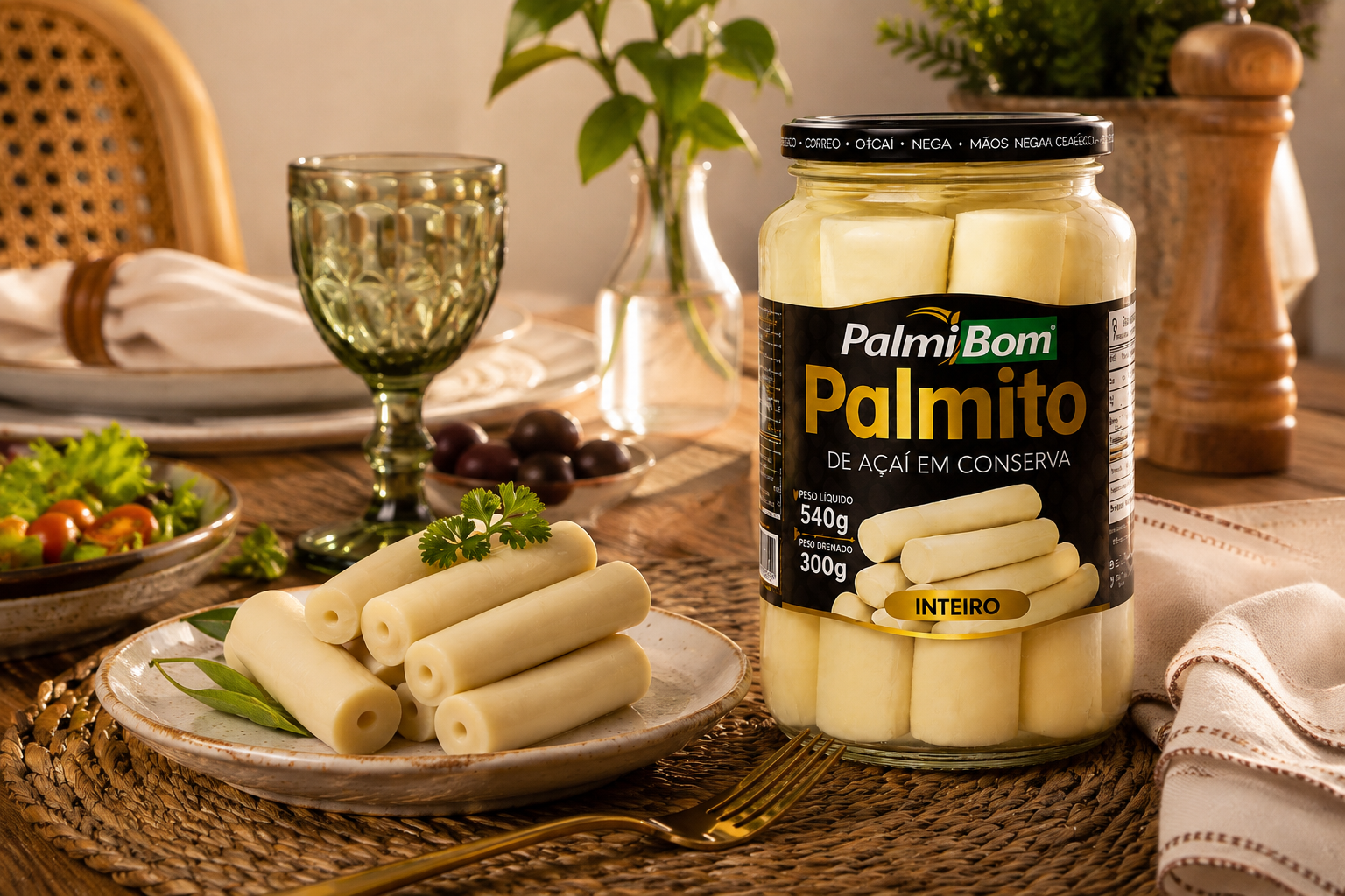 Kit 3 Palmito Açaí Inteiro 540g - 300g Drenado (Cada) - Imagem 2