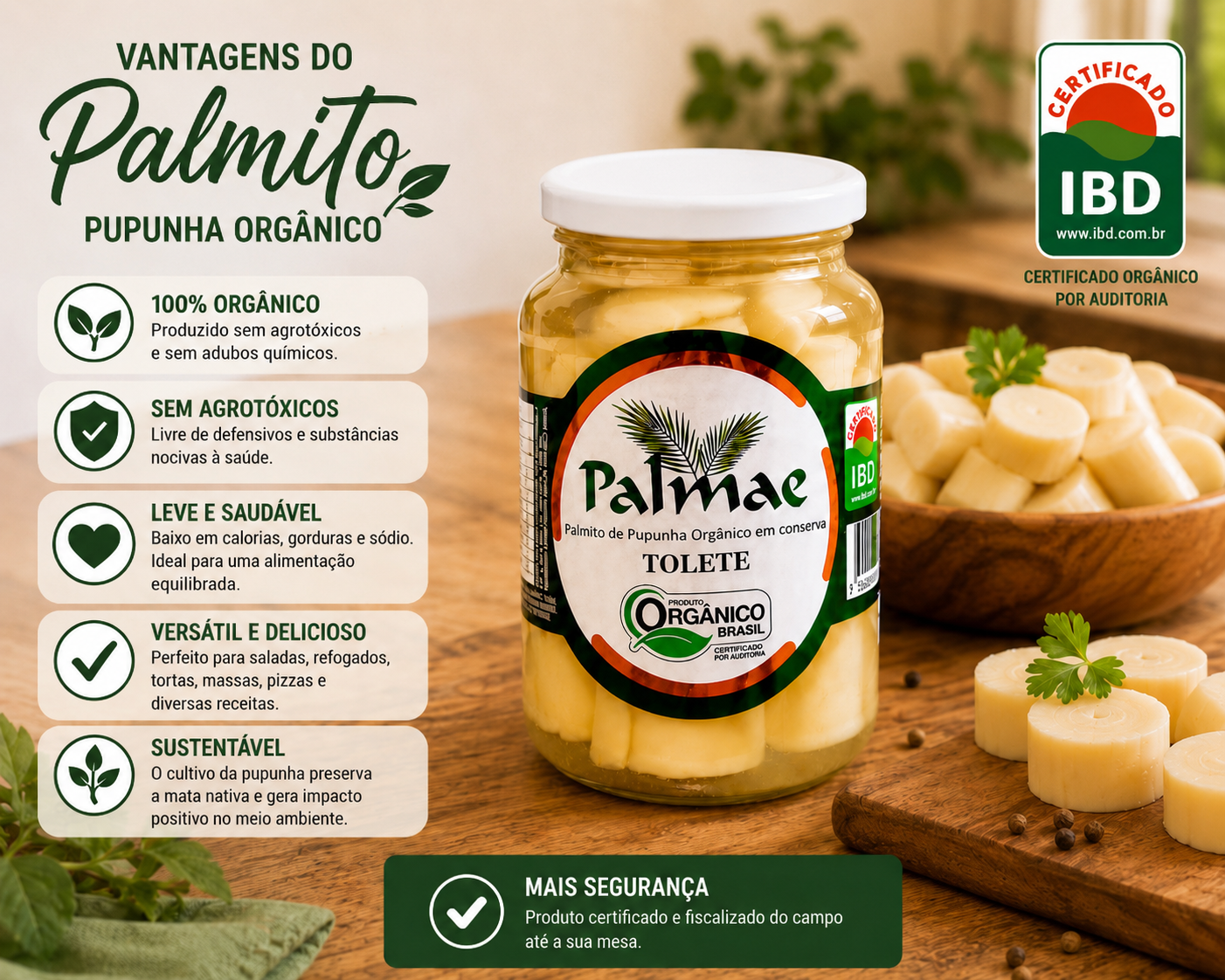 Kit com 3 Palmitos Pupunha Inteiro Orgânico — 550g cada - Imagem 5