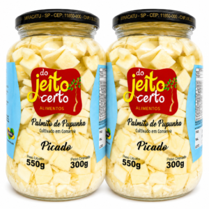 Kit 2 Palmito Pupunha Picado 550g - 300g Peso Drenado (Cada)