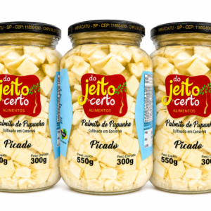Kit 3 Palmito Pupunha Picado 550g - 300g Peso Drenado (Cada)