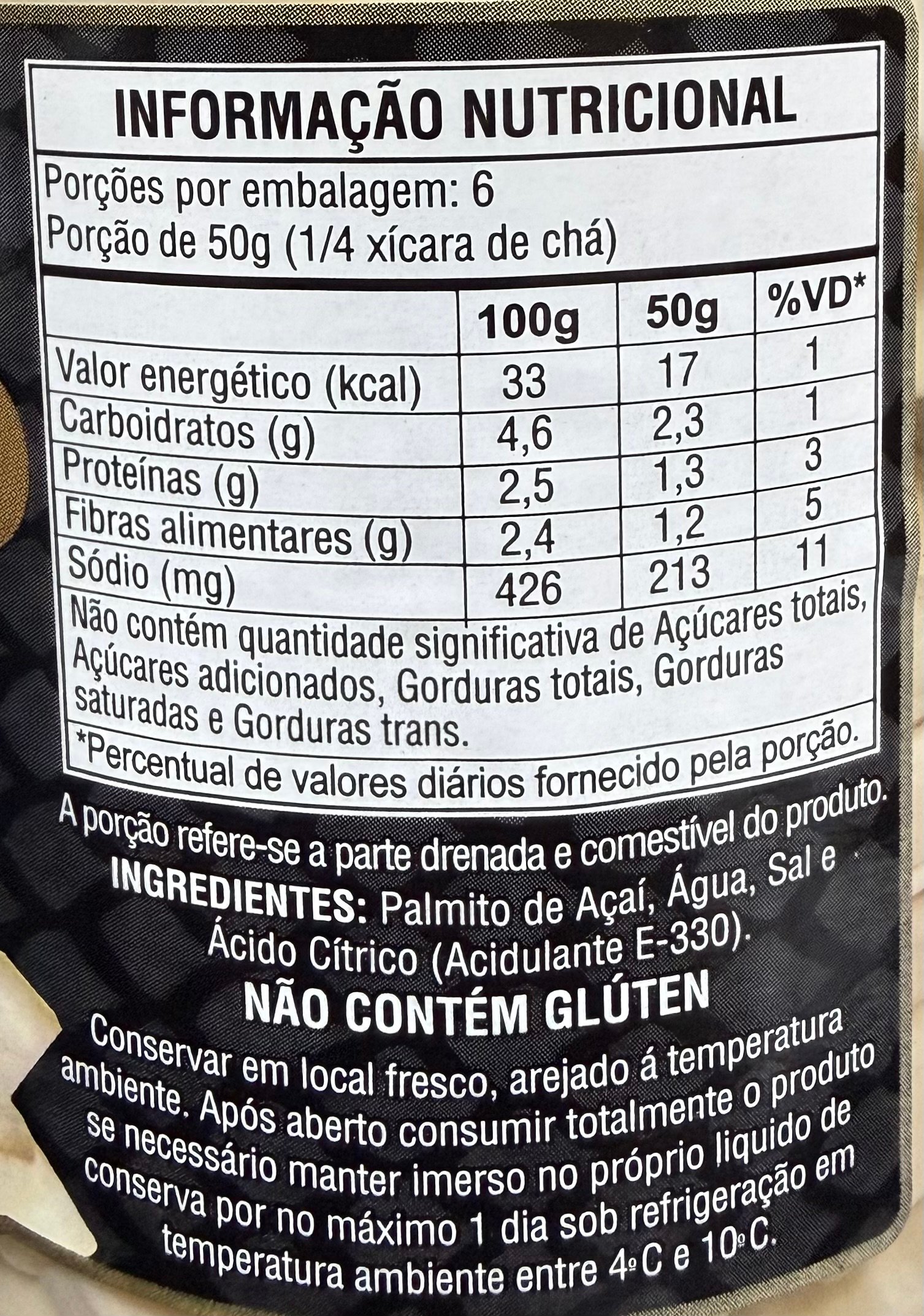 Kit 3 Palmito Açaí Inteiro 540g - 300g Drenado (Cada) - Imagem 6