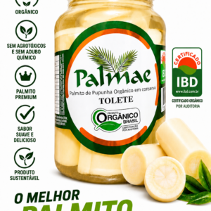 Palmito Pupunha Orgânico Inteiro 550g - 300 Drenado